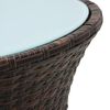 vidaXL Garden Side Table Brown Poly rattan, tempered glass Small