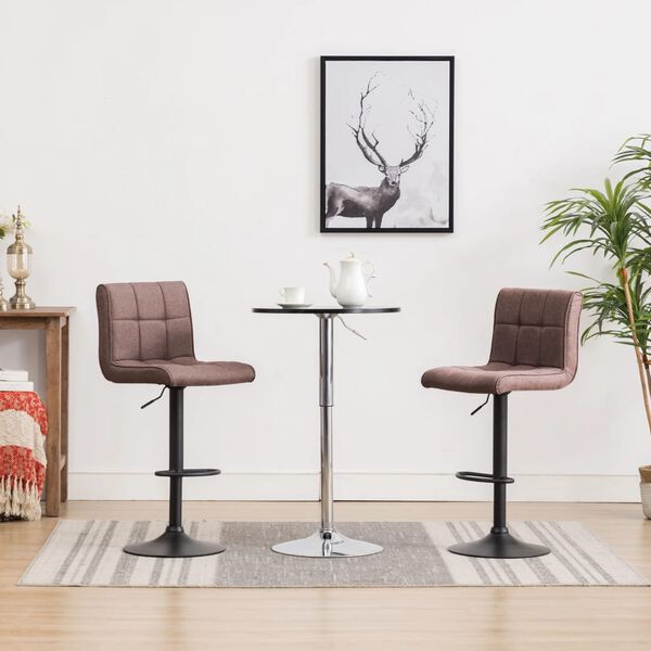 vidaXL Bar Stool Set of 2 Taupe Polyester Adjustable Swivel