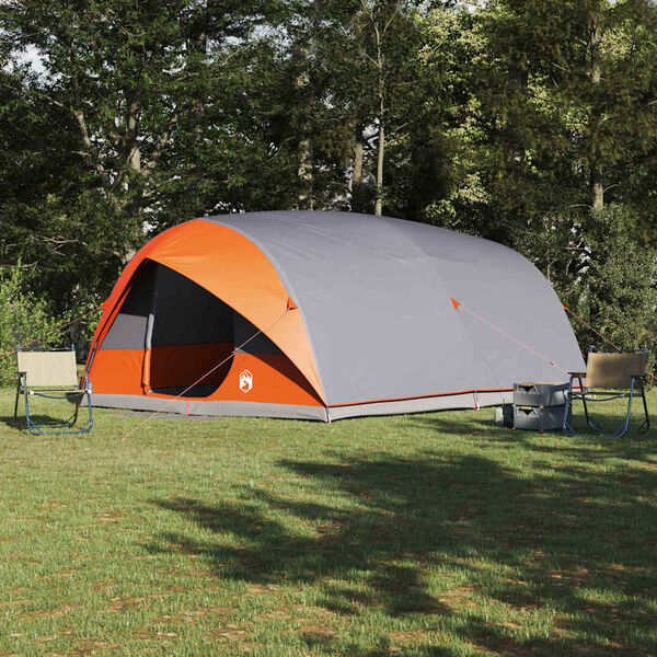 vidaXL Tunnel tent Grey and Orange 196.85 x 137.01 x 78.74 in Taffeta