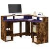 vidaXL Desk Smoked oak Engineered wood Compact Corner Desk Modern