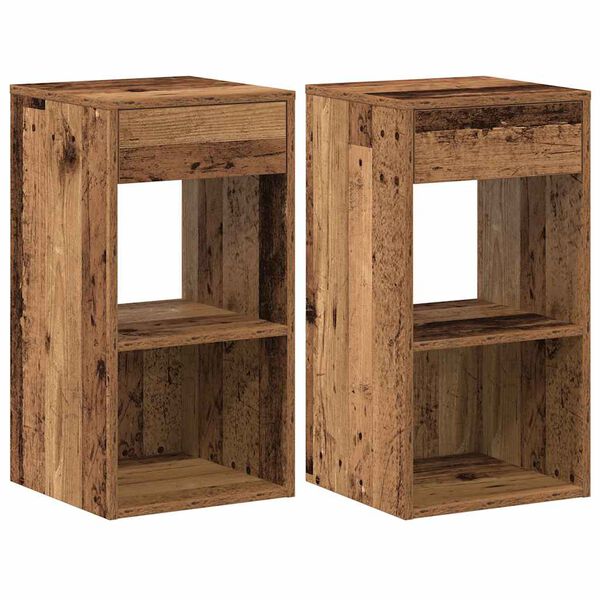 vidaXL Bedside Cabinet Set of 2 Old Wood Engineered Wood Standard