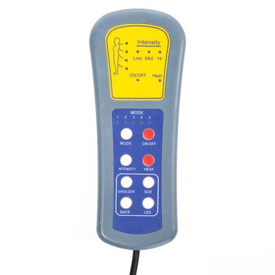 Blue handheld remote control with intensity and mode settings for power recliner