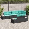 vidaXL Garden Sofa Set with Cushion 8 pcs Black Poly Rattan