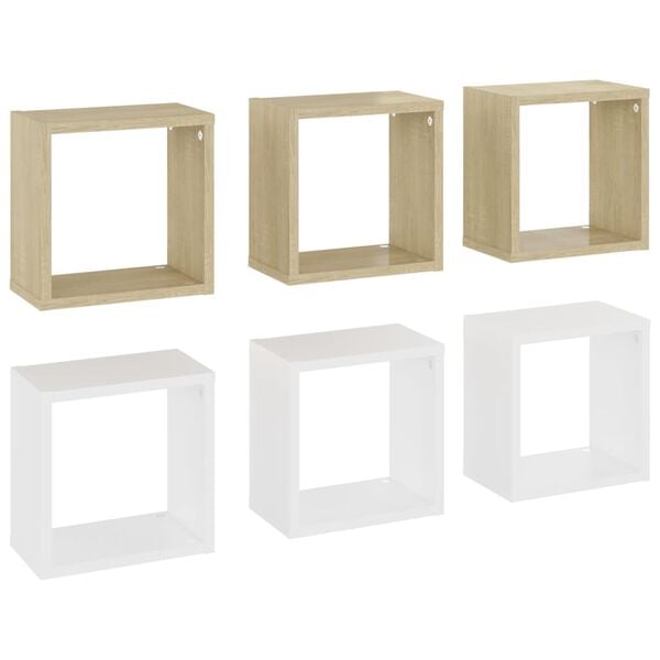 vidaXL Cube Shelf Set of 6 White Engineered wood Small Cube Shelf