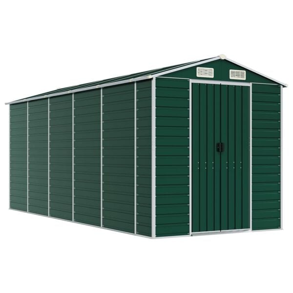 vidaXL Garden Shed Green Galvanized Steel Large Garden Shed