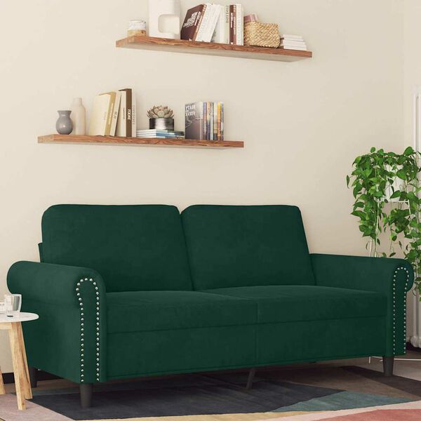 vidaXL 2-seater Sofa Dark Green Velvet (100% polyester), Metal 2-seater