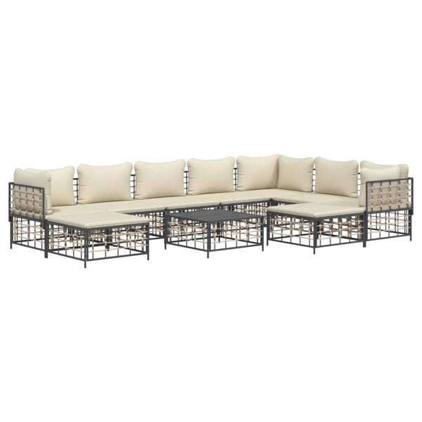 vidaXL Garden Lounge Set Set of 10 Anthracite