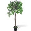 vidaXL Artificial Plant Green leaves, Brown trunk, Black pot
