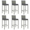 vidaXL 7 Piece Patio Bar Set with Cushions Gray Poly Rattan