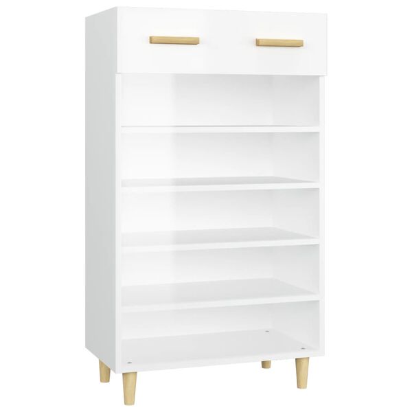 vidaXL Shoe Cabinet High gloss white Engineered wood Tall Shoe Cabinet