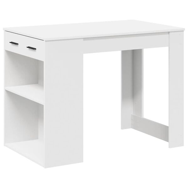 vidaXL Desk White Engineered wood Medium Desk Rectangular