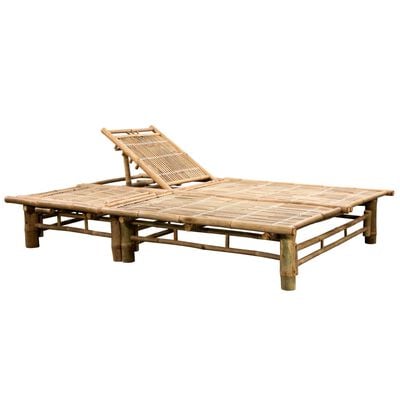 A bamboo lounge bed with single adjustable backrest on one side.