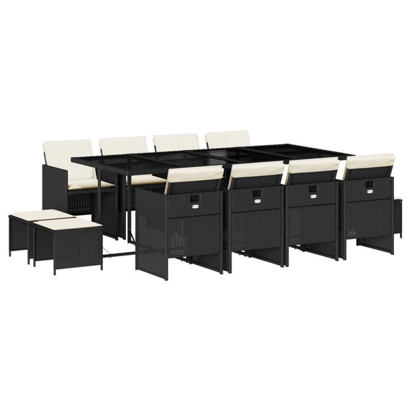 vidaXL Garden Dining Set Black, Cream White