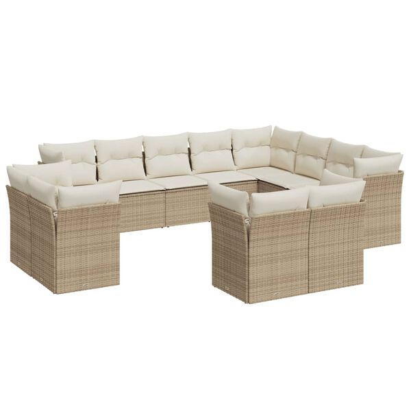 vidaXL Garden Sofa Set Beige PE rattan Modular size