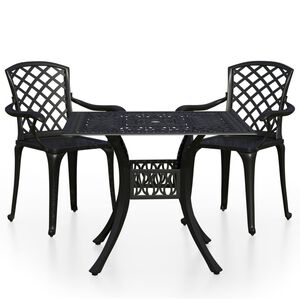vidaXL Bistro Set Black Cast Aluminum Standard Bistro Set Round