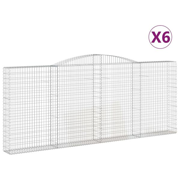 vidaXL Gabion Basket Set of 6 Silver Galvanized iron Extra Large