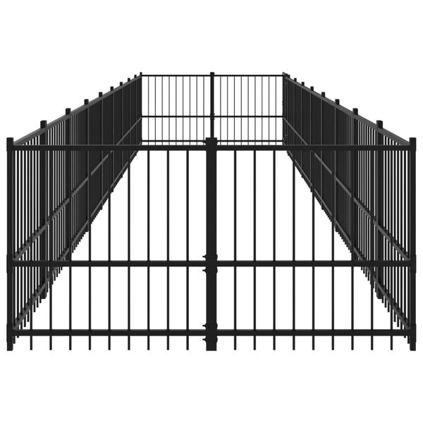vidaXL Dog Kennel Black Powder-coated Steel Large Durable Dog Kennel