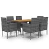 vidaXL Outdoor Dining Set Grey PE rattan, steel, solid acacia wood Compact
