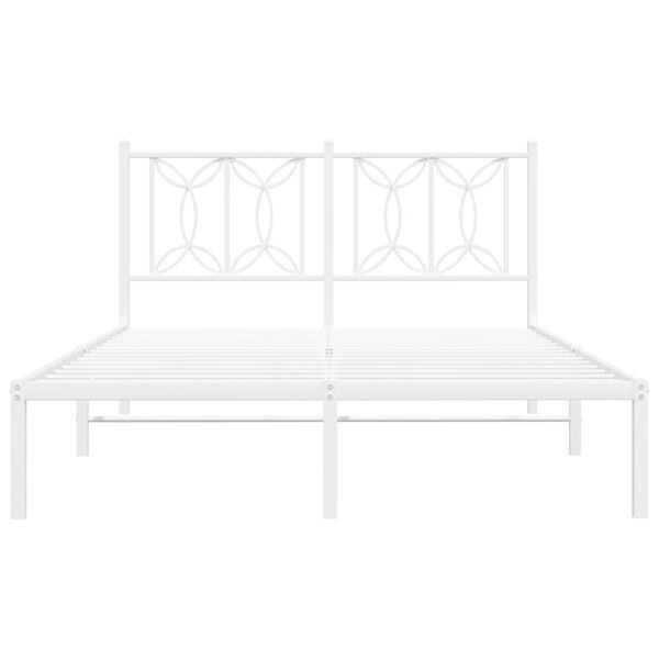 vidaXL Bed Frame White Steel Full Bed Frame Rectangular Modern