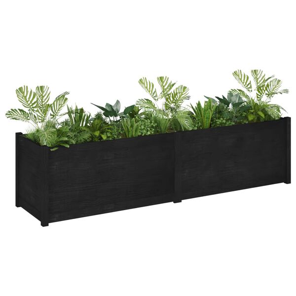 vidaXL Planter Black Solid pinewood Large Planter Rectangular