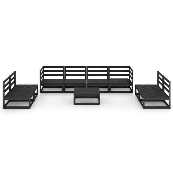 vidaXL Garden Lounge Set Black Solid pinewood Large Modular