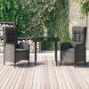 vidaXL Patio Dining Set Black PE Rattan Medium Adjustable Armrests