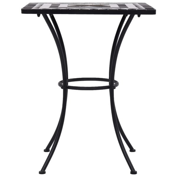 vidaXL Table Black and white Powder-coated iron, ceramic 23.6 in Durable