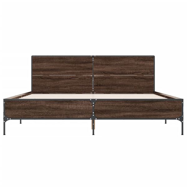 vidaXL Bed Frame Brown Oak Engineered wood Double Modern Bed Frame