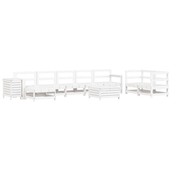 vidaXL Garden Sofa Set White Solid pine wood Large Modular