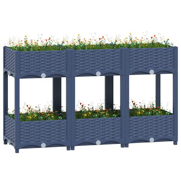 vidaXL Large Blue Grey Raised Bed Polypropylene Spacious