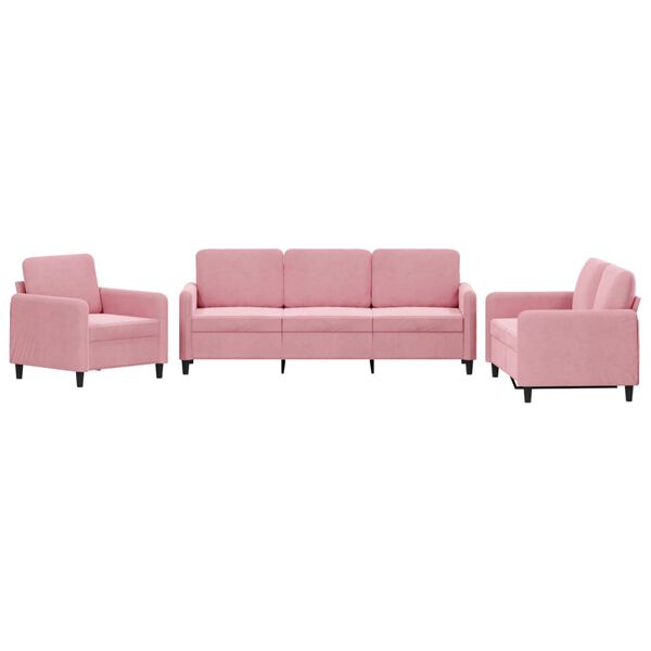 vidaXL Sofa Set Pink Velvet, metal, textilene, plywood Large