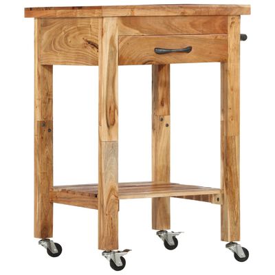 vidaXL Kitchen Trolley 22.8"x22.8"x35" Solid Wood Acacia