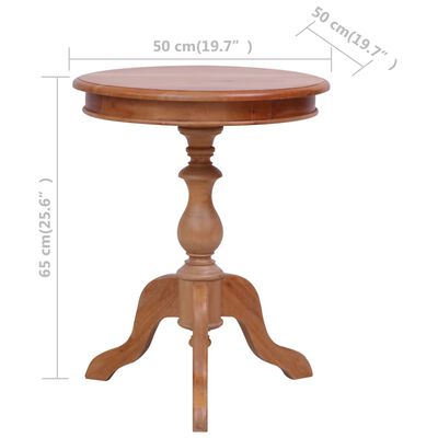 vidaXL Side Table Natural 19.7"x19.7"x25.6" Solid Mahogany Wood