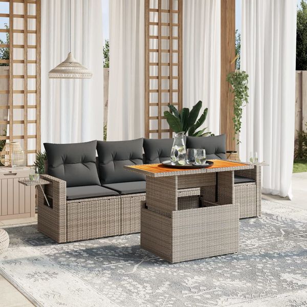 vidaXL Garden Sofa Set Grey PE Rattan Large Modular Garden Sofa Set