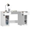 vidaXL Desk White Engineered wood Medium Modern Desk Rectangular