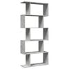 vidaXL Room Divider Bookcase Concrete grey Engineered wood 5-Tier