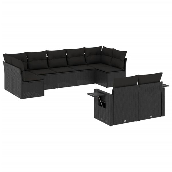 vidaXL Garden Sofa Set Black PE rattan, powder-coated steel 6-Seater