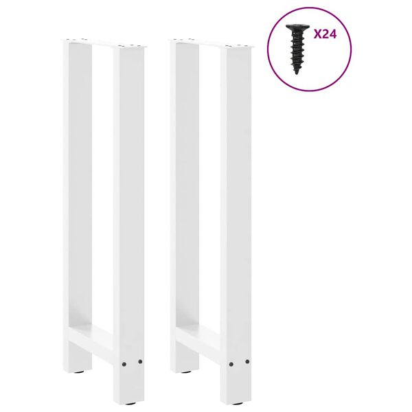 vidaXL Coffee Table Leg Set of 2 White Steel Adjustable Feet
