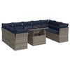 vidaXL 10 Piece Patio Sofa Set with Cushions Gray Poly Rattan Acacia