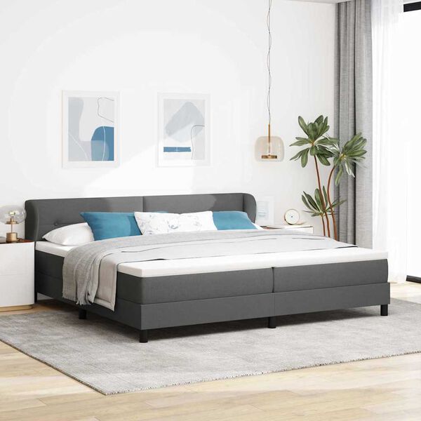 vidaXL Box Spring Bed with Mattress Dark grey 78.74 x 78.74 in Fabric