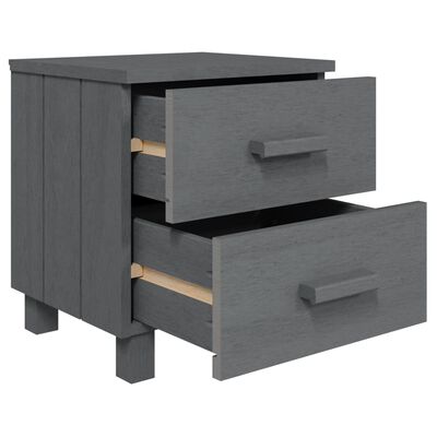 vidaXL Bedside Cabinet HAMAR Dark Gray 15.7"x13.8"x17.5" Solid Pinewood