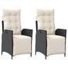 vidaXL Reclining Garden Chair Set of 2 Black PE rattan Standard