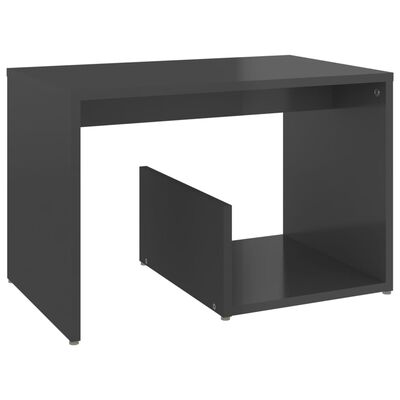 vidaXL Side Table High Gloss Gray 23.2"x14.2"x15" Engineered Wood