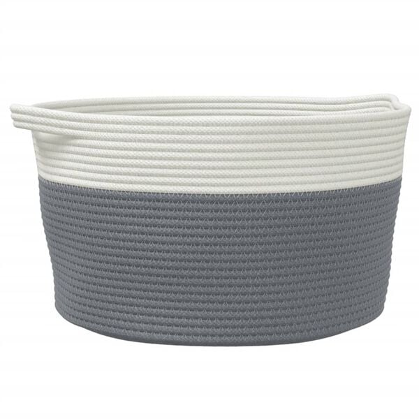 vidaXL Storage Basket Grey and White 100% Cotton 15.7 x 9.8 in Foldable