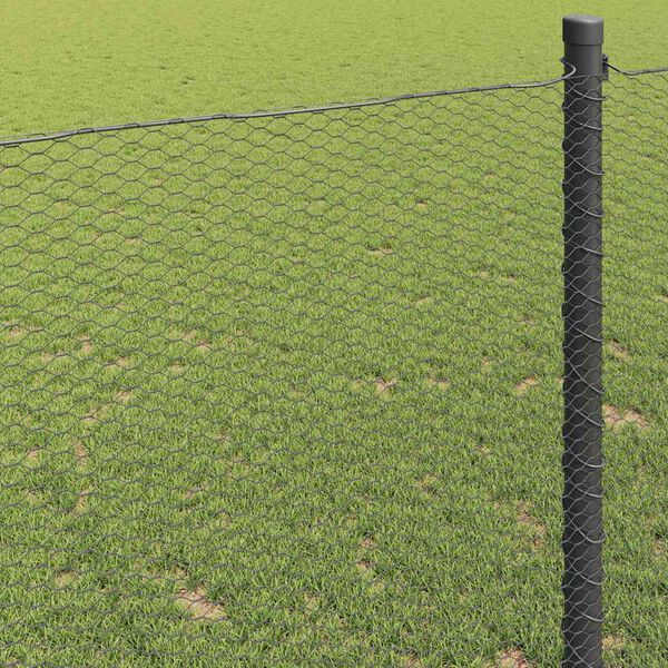 vidaXL Hexagon Fence Gray 39.4" x 1968.5" Steel
