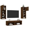 vidaXL TV Wall Unit Set of 6 Brown Oak Engineered Wood, Glass Large