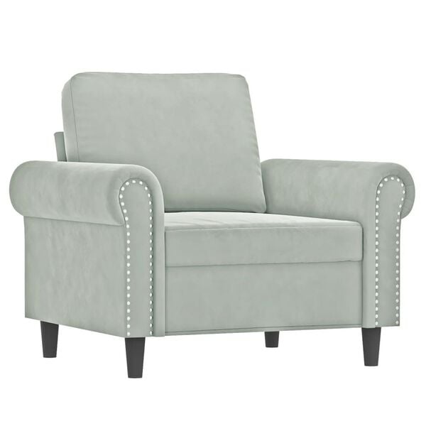 vidaXL Sofa Set Light Gray Velvet (100% polyester), metal, plywood Large