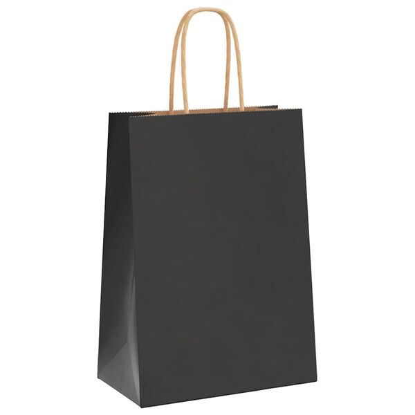 vidaXL Paper Bags 50 pcs with Handles Black 15x8x21 cm