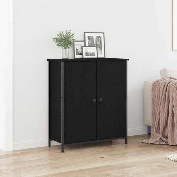 vidaXL Sideboard Black Oak 27.56 x 11.81 x 31.50 in Engineered Wood