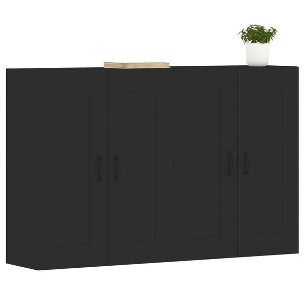 vidaXL Wall Mounted Cabinet Set of 2 Black Engineered wood Large